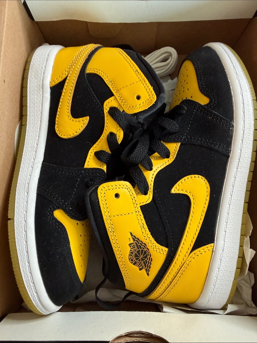 Jordan Kids High-Top Sneakers in Black and Yellow